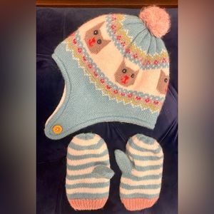 Mini Boden Hat and Mittens Set